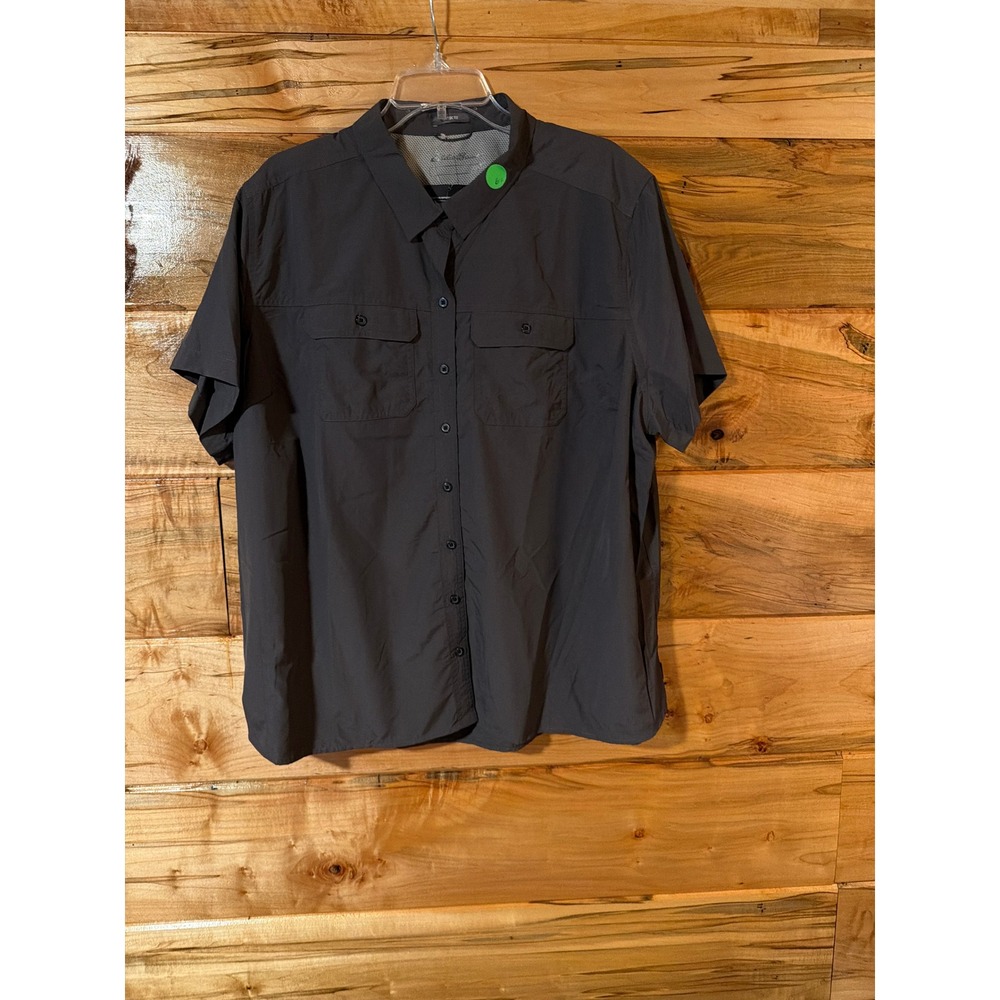 Eddie Bauer Womens 2X Gray Mountain Ripstop Short Sleeve Hiking Shirt